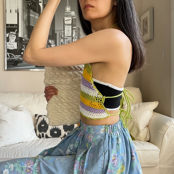 NWOT Zara crochet high halter tie neck tie back top - Picture 3 of 13